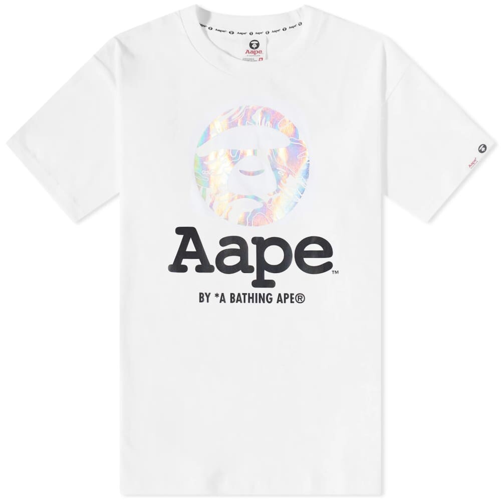 

Футболка AAPE с камуфляжным камуфляжем и лунным лицом, белый