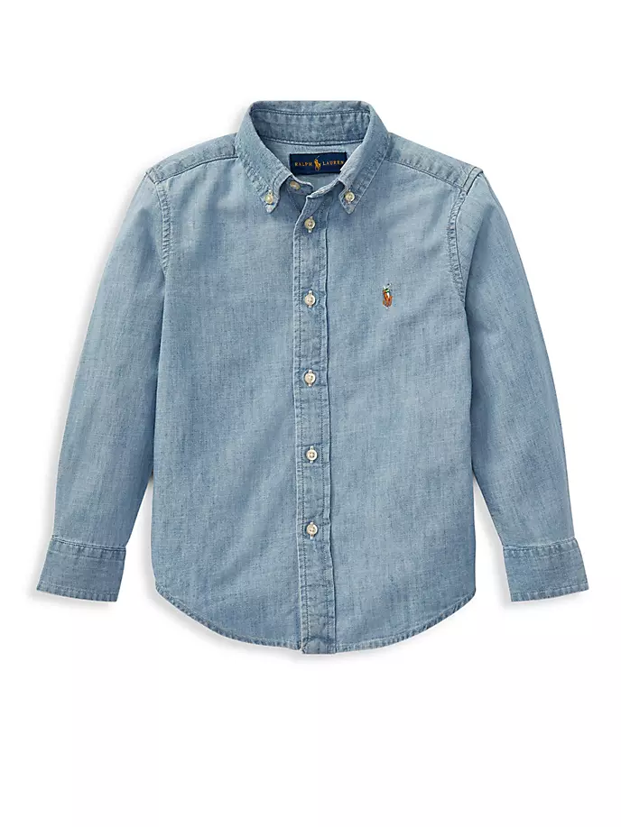 

Рубашка из шамбре для маленьких мальчиков и мальчиков Polo Ralph Lauren, синий