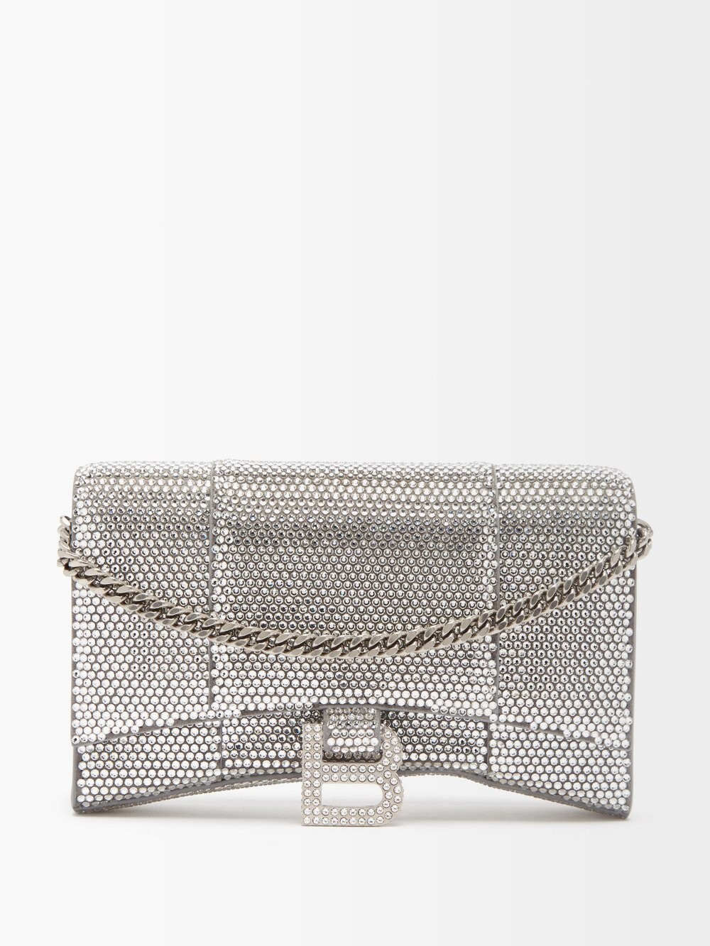 

Сумка через плечо hourglass, украшенная кристаллами Balenciaga, серебряный, Серый