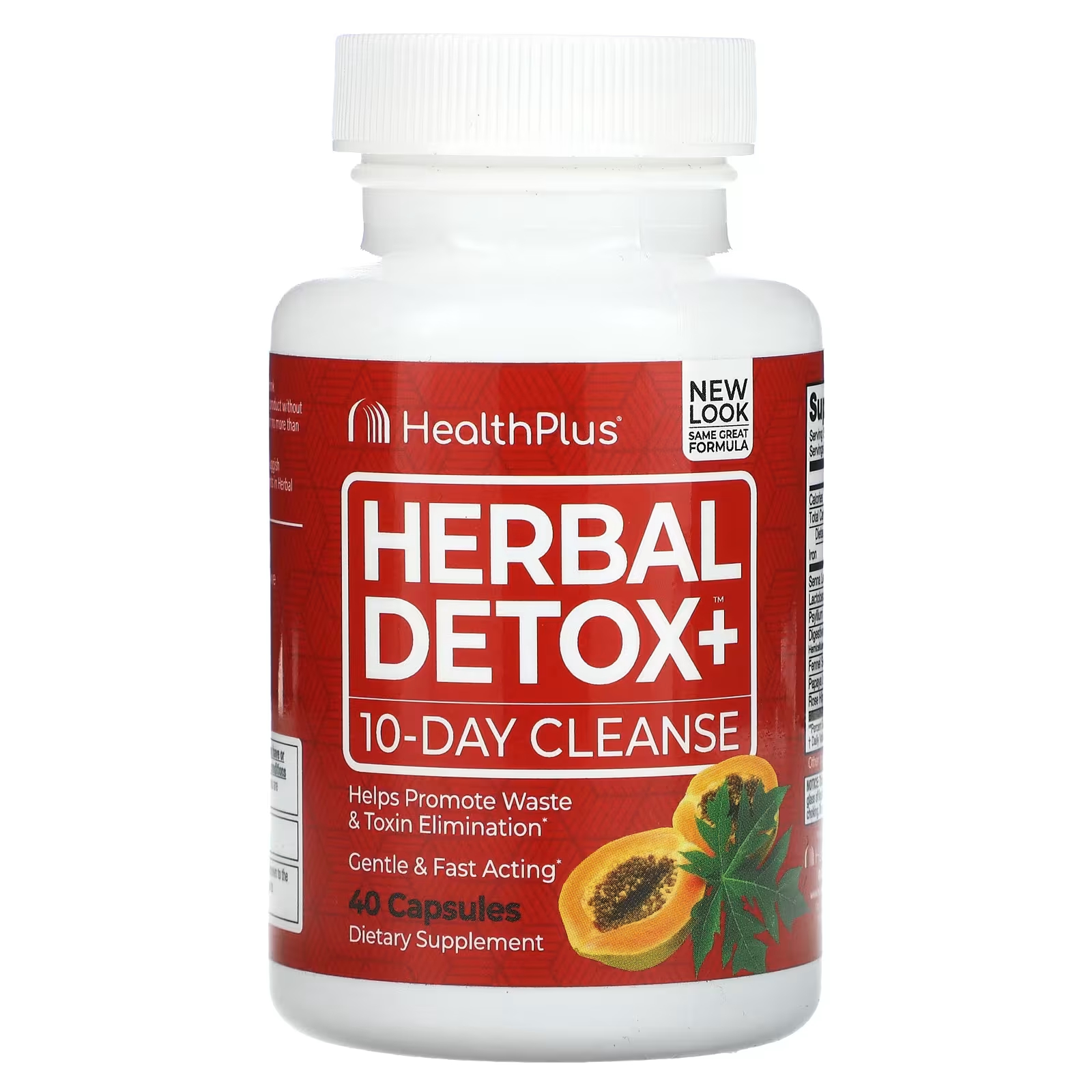 Health Plus Inc. Herbal Detox+ 10-дневное очищение, 40 капсул