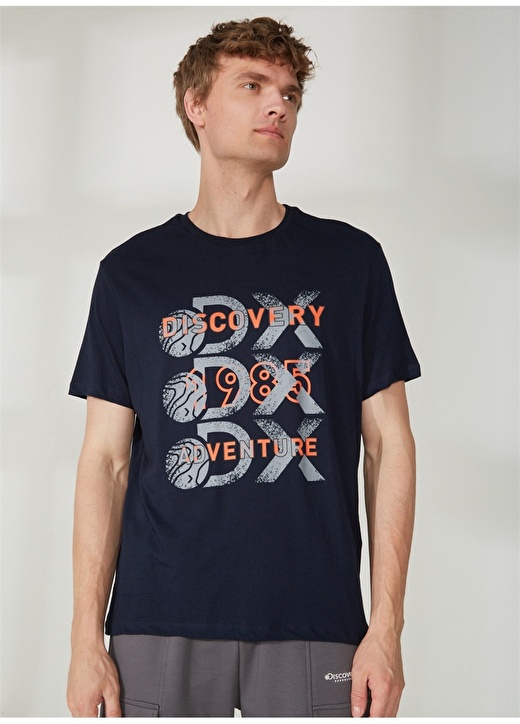 

Темно-синяя мужская футболка с круглым вырезом и коротким рукавом, непринужденная футболка с принтом Discovery Expedition, Синий