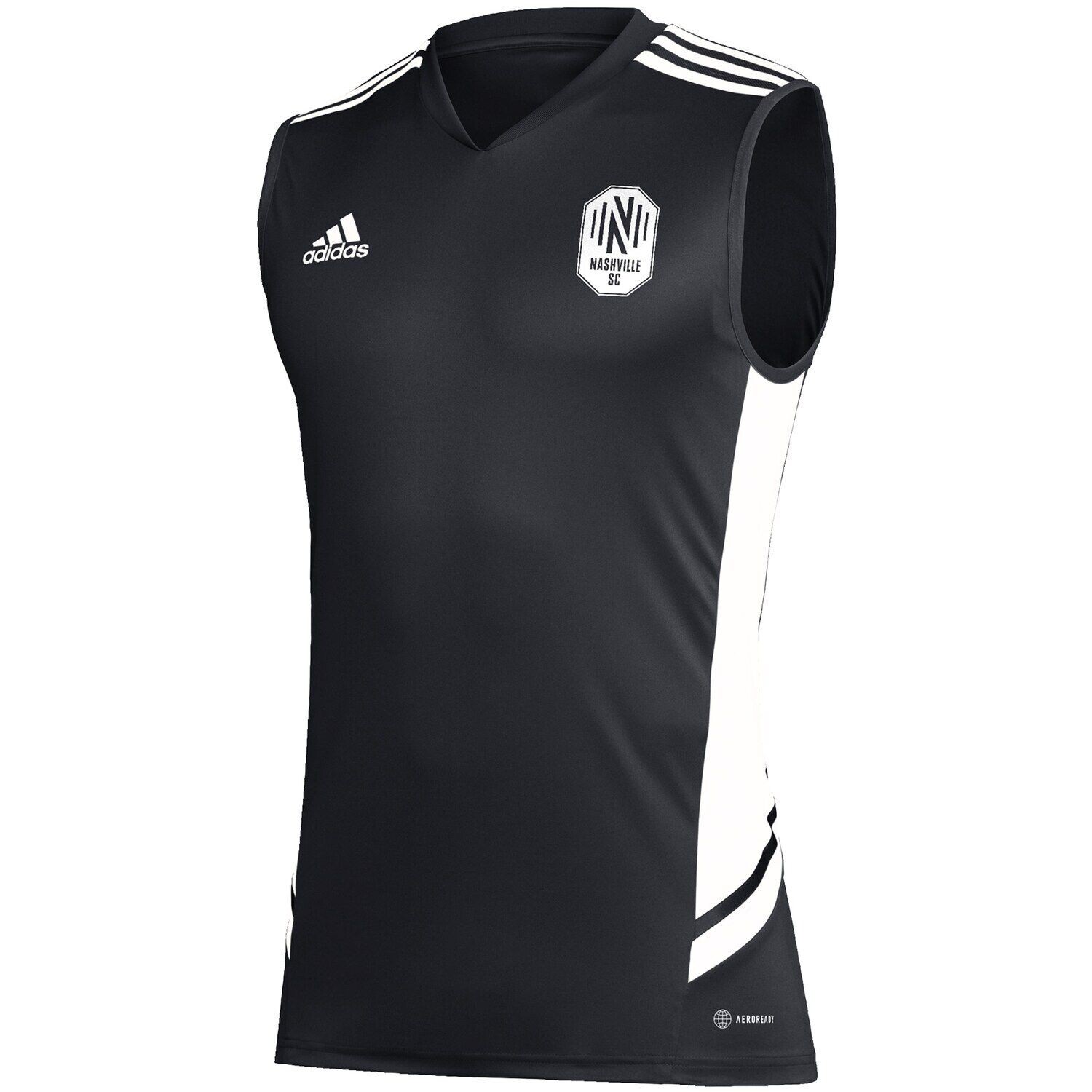 

Мужская черная/белая тренировочная майка без рукавов adidas Nashville SC