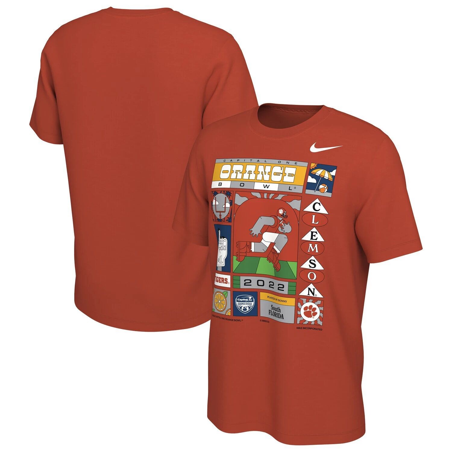 

Мужская оранжевая футболка Clemson Tigers 2022 Orange Bowl Illustrated Nike, Оранжевый