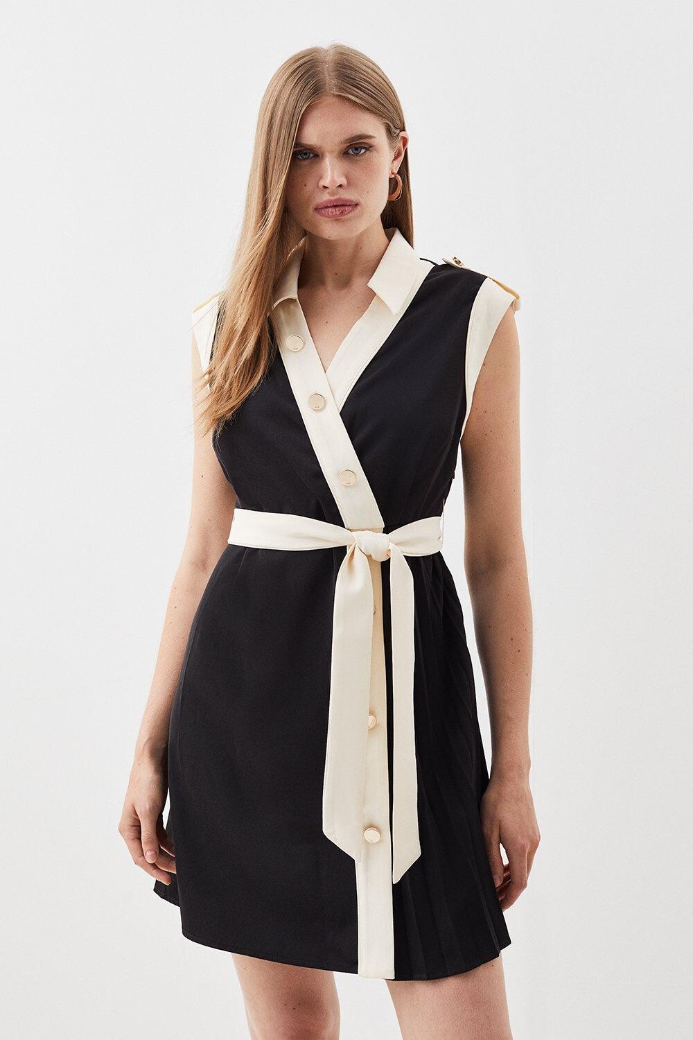 

Мини-платье с контрастным твиловым воротником Karen Millen, мультиколор