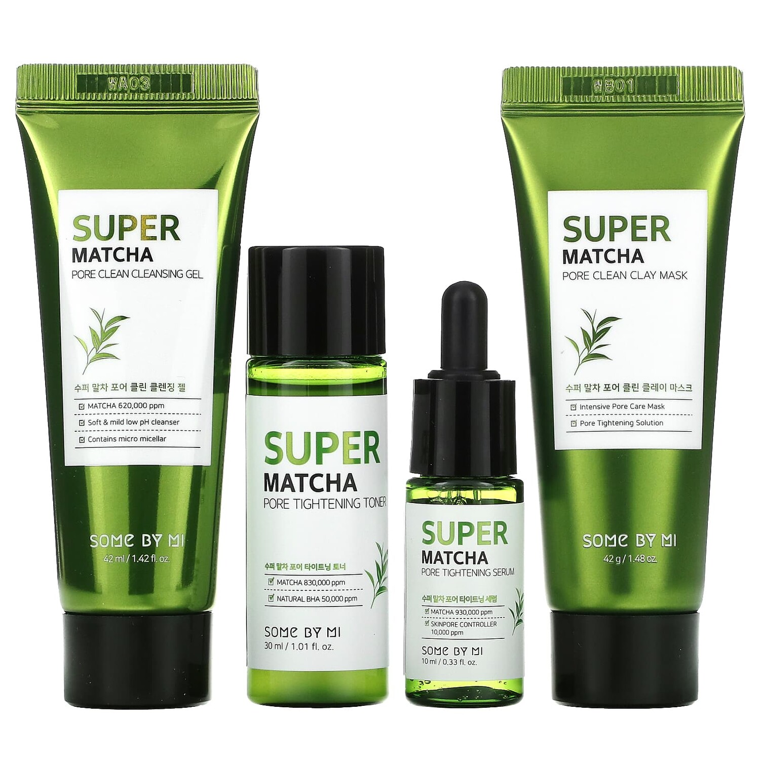 

Super Matcha Pore Care, стартовый набор с матчей для очищения пор, 4 предмета, SOME BY MI