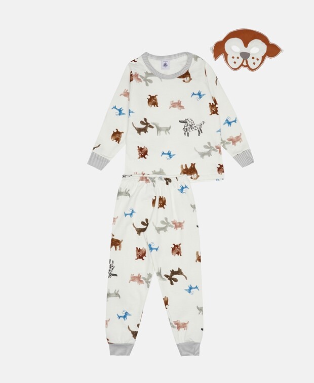 

Пижама с маской для сна Petit Bateau, цвет Wool White