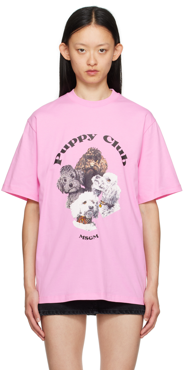 

Розовая футболка MSGM Puppy Club, Розовый