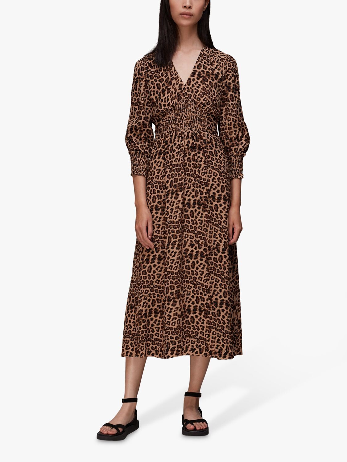 

Платье с гофрированными сборками Whistles Jungle Cheetah, Многоцветный