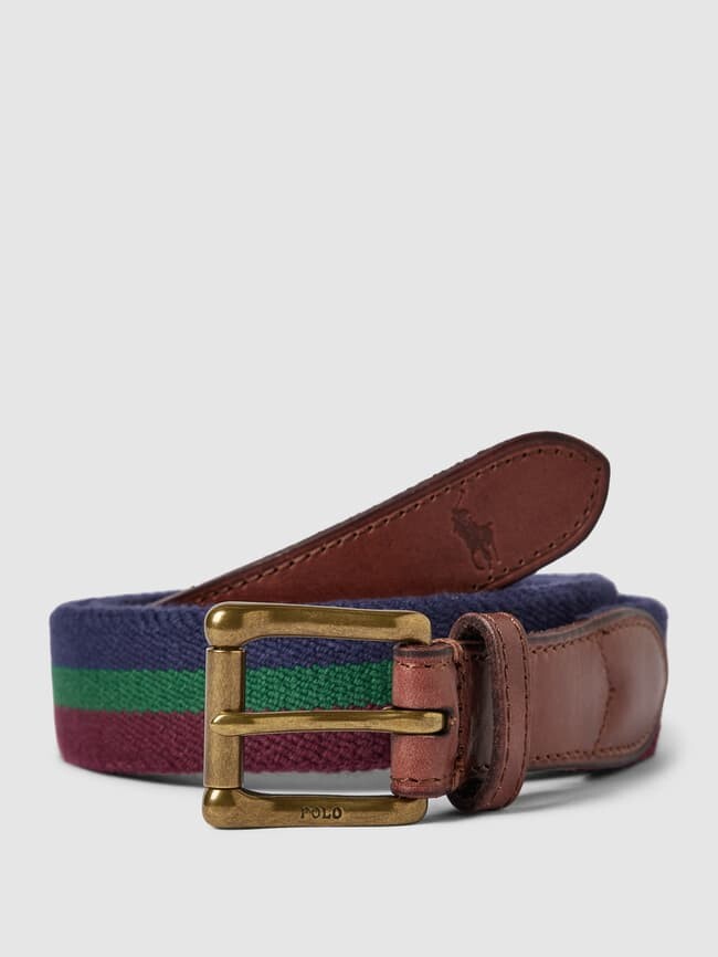 

Тканевый ремень с полосатым узором Polo Ralph Lauren, темно-синий