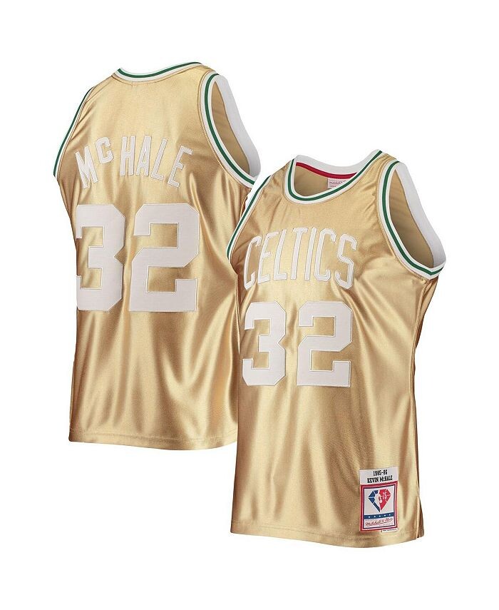 

Мужская футболка Кевина Макхейла Gold Boston Celtics 75th Anniversary 1985-86 Hardwood Classics Swingman Джерси Mitchell & Ness, золото