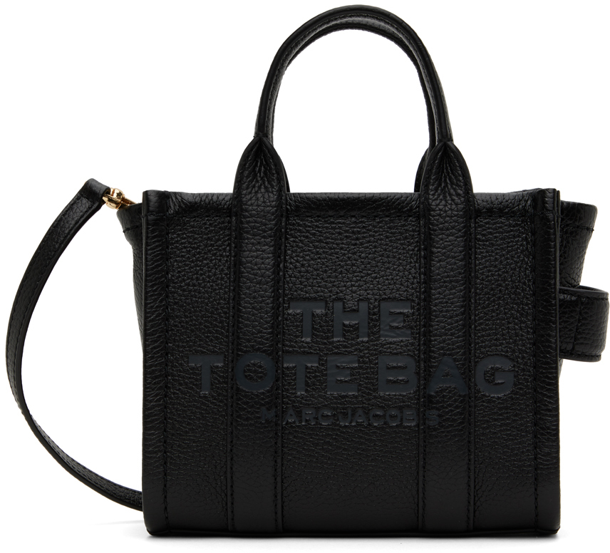 Черная сумка-тоут 'The Leather Mini Tote Bag' Marc Jacobs women pu leather shoulder bag backpack cute bow decor waterproof tote backpacks fashion ladies leather travel bag mochila
