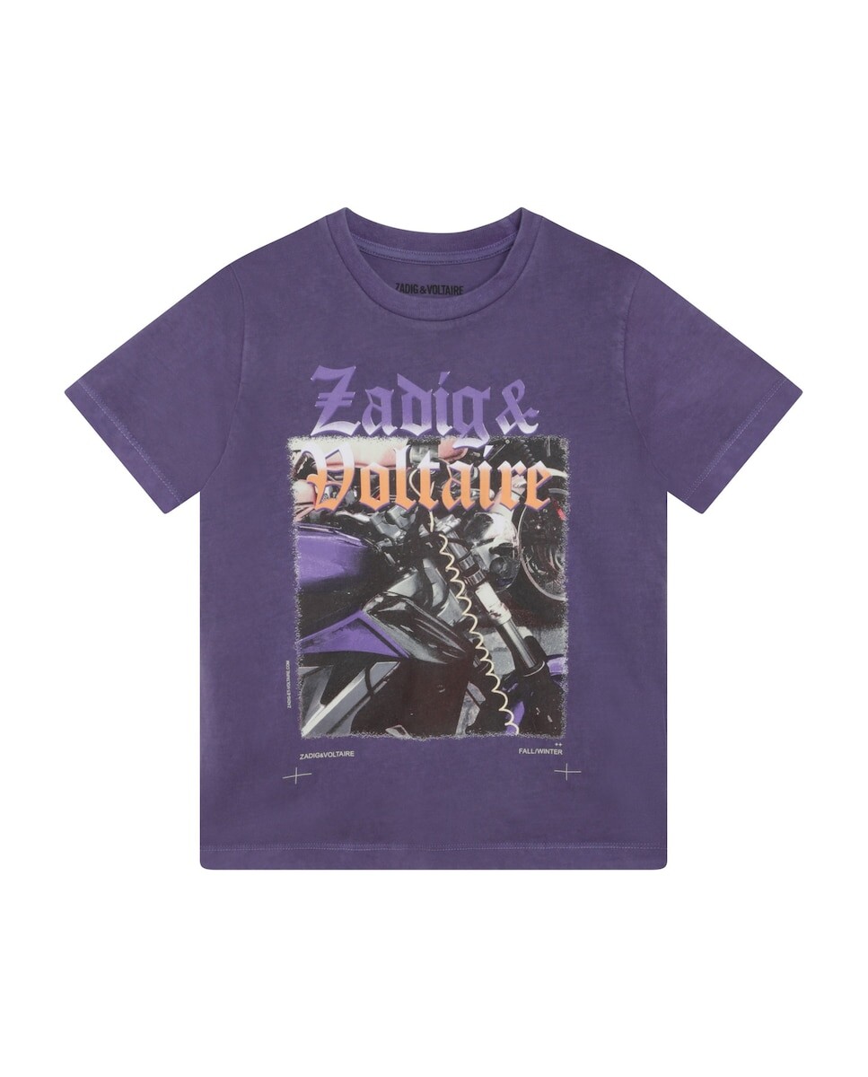

Фиолетовая хлопковая футболка для мальчика Zadig & Voltaire, фиолетовый