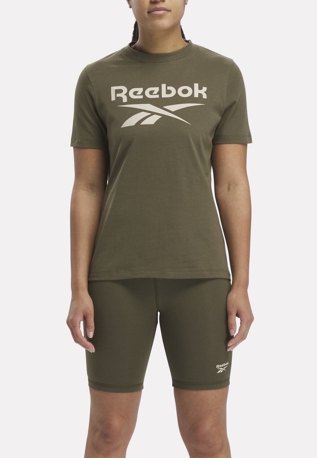 

Футболка с принтом SHORT SLEEVE Reebok, армейский зеленый