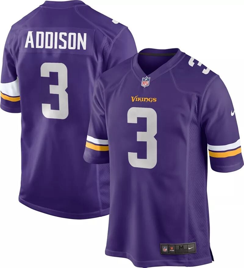 

Nike Youth Minnesota Vikings Jordan Addison #3 Фиолетовый игровой Джерси