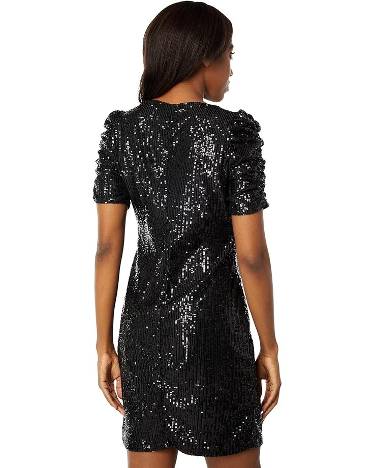 Платье MARINA Short Rushed Sequin Dress, черный платье marina sequin halter dress