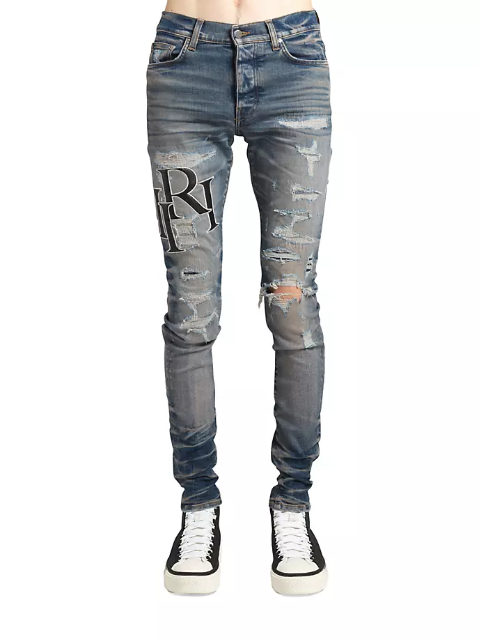 

Джинсы скинни с узором D Amiri, цвет vintage indigo
