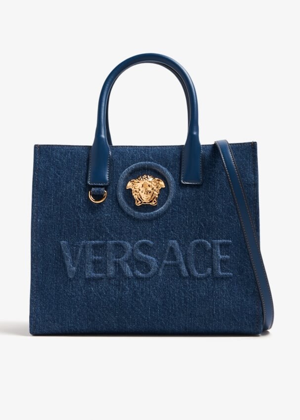 

Сумка-тоут Versace La Medusa Small Denim, синий