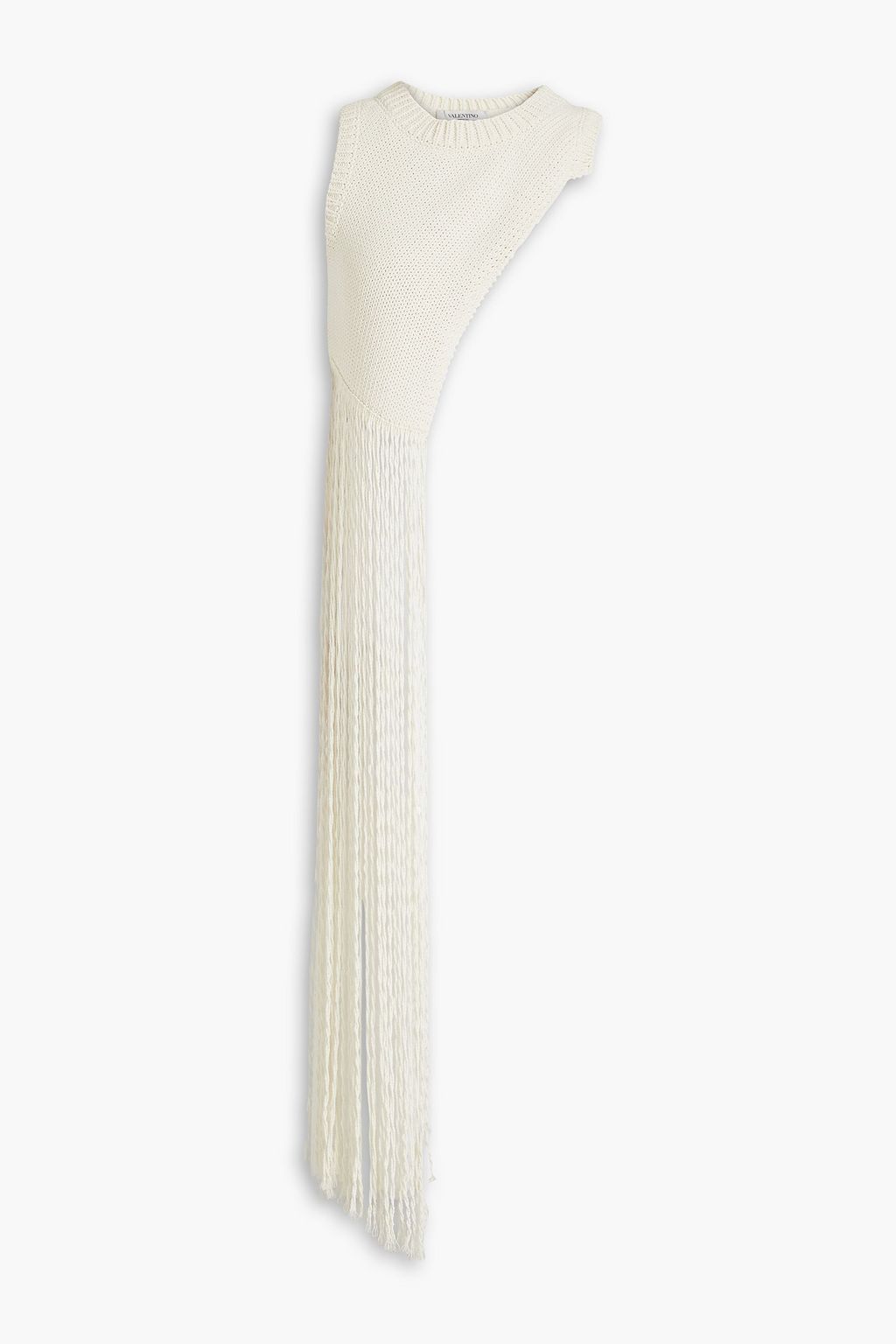 цена Асимметричный топ из смесового хлопка с бахромой VALENTINO GARAVANI, слоновая кость