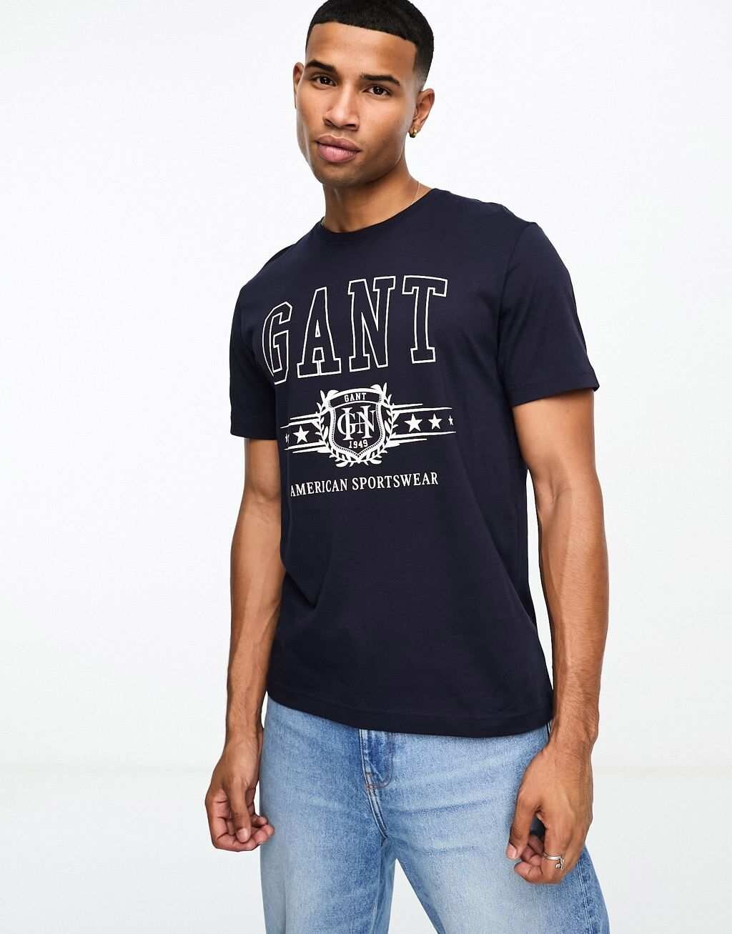 

Темно-синяя футболка с логотипом GANT, Синий