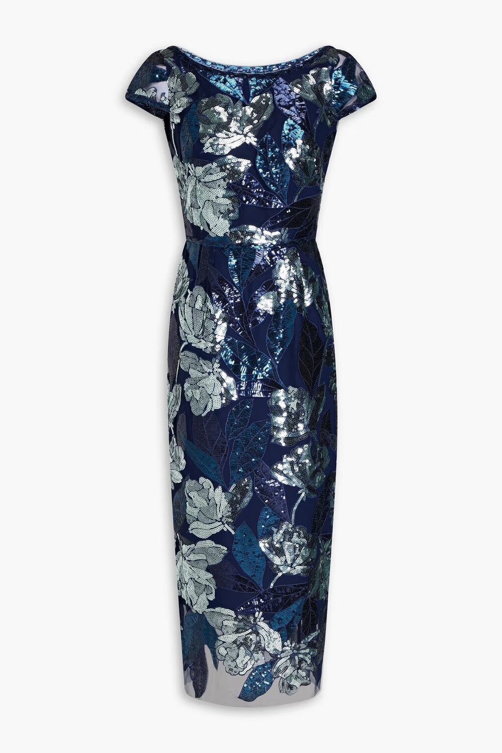 

Украшенное платье миди из тюля Marchesa Notte, индиго