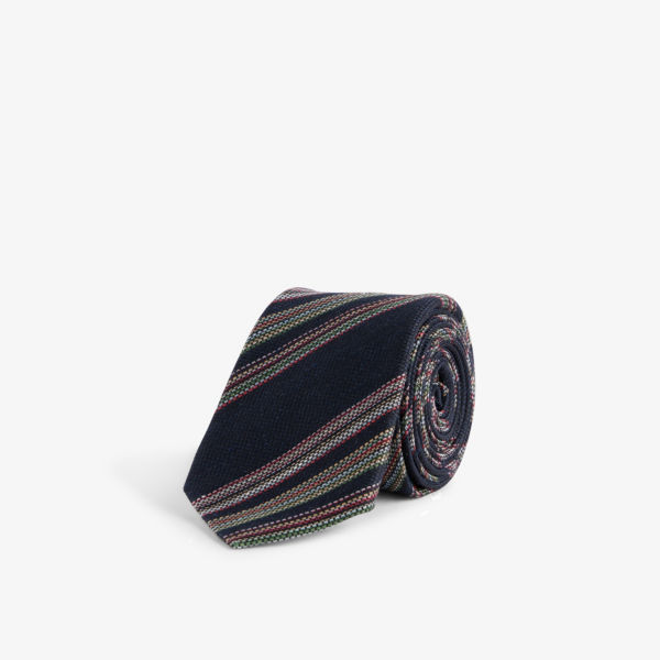 Полосатый галстук из тонкого льна и шелка Paul Smith, темно-синий