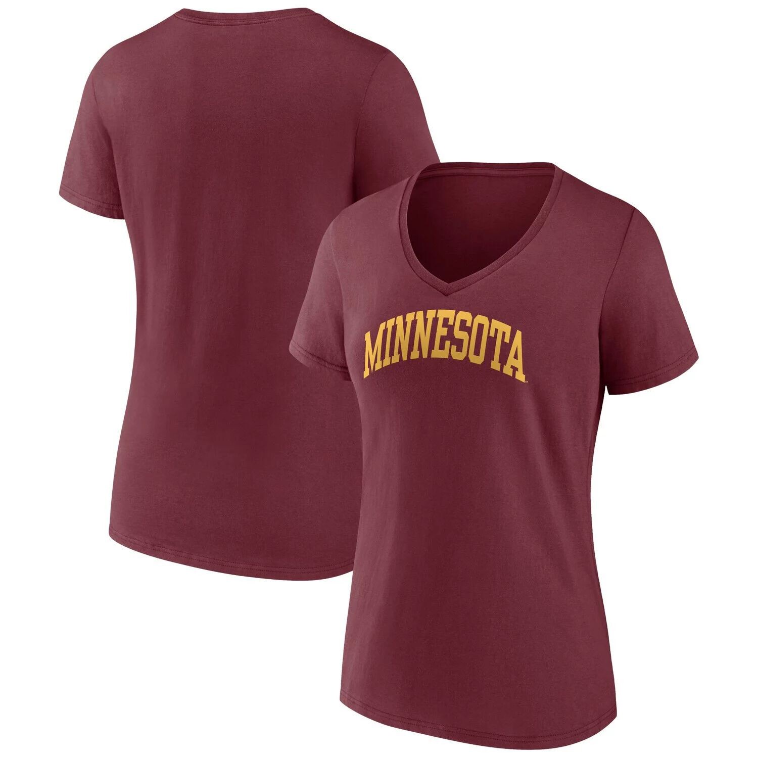 

Женская темно-бордовая футболка Fanatics Minnesota Golden Gophers с v-образным вырезом и аркой Fanatics, Красный
