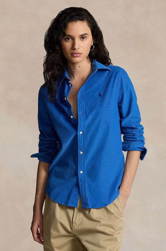 

Хлопковая рубашка Polo Ralph Lauren, синий