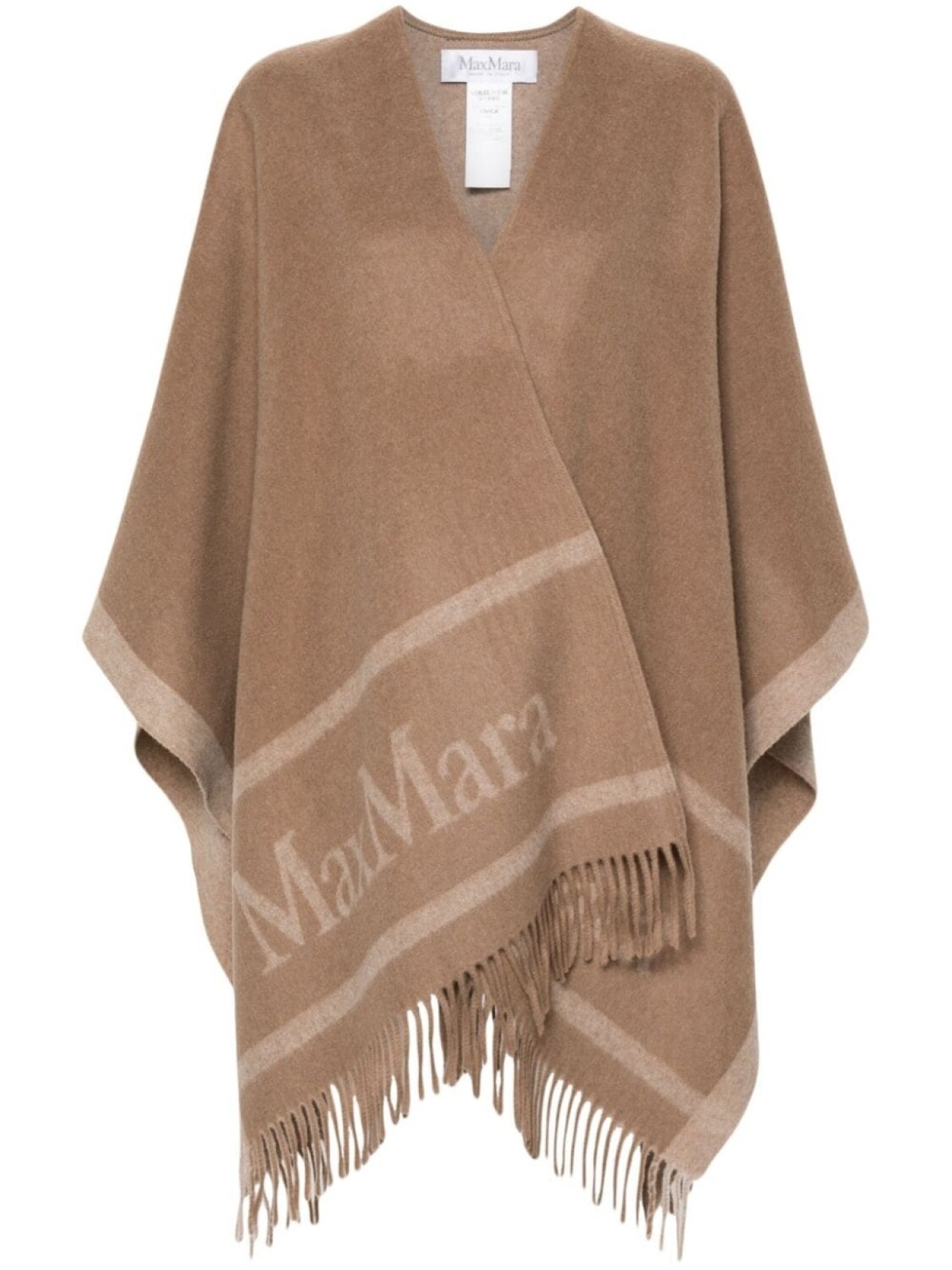 

Max Mara шерстной кейп с логотипом, коричневый