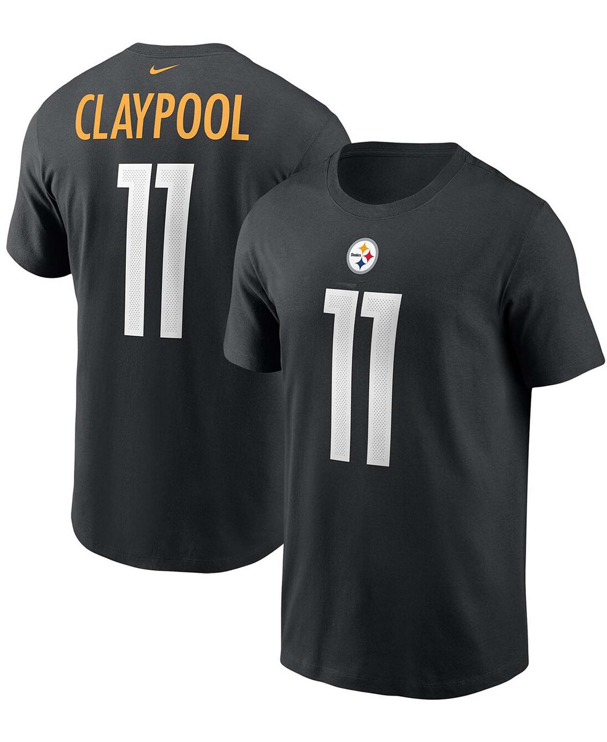Мужская черная футболка Chase Claypool Pittsburgh Steelers с именем и номером Nike
