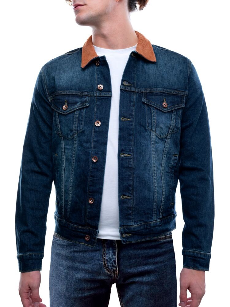 

Джинсовая куртка с замшевым воротником Denim Bay, индиго