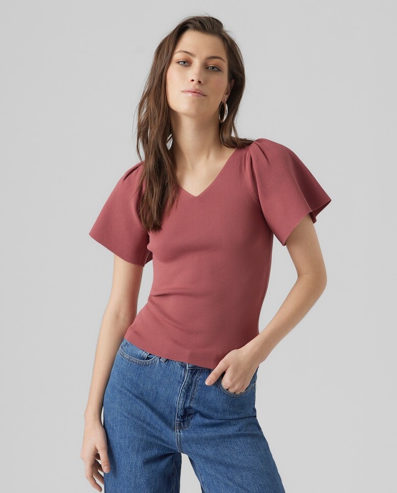 

Женский топ с короткими рукавами Vero Moda, гранатовый