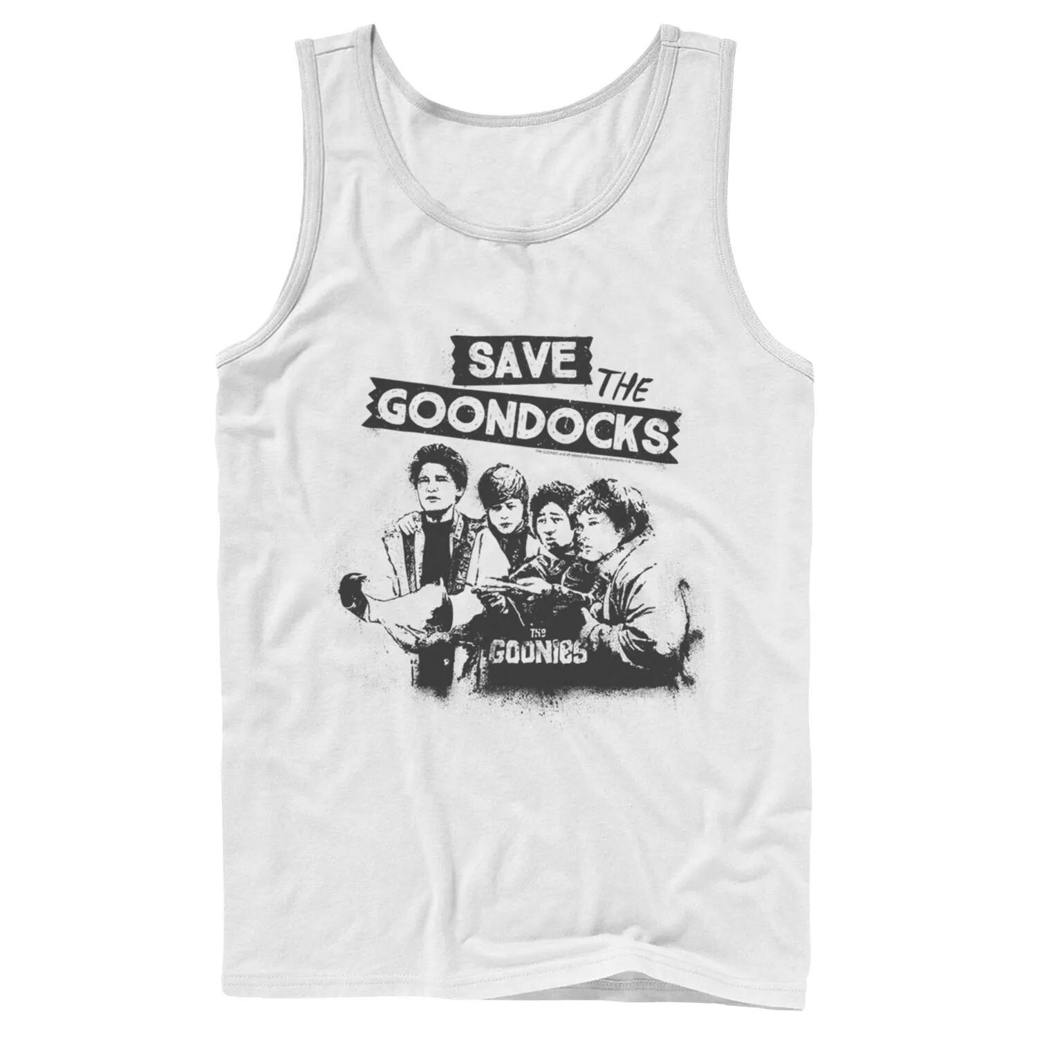 

Мужская майка с текстом The Goonies Save The Goondocks Licensed Character