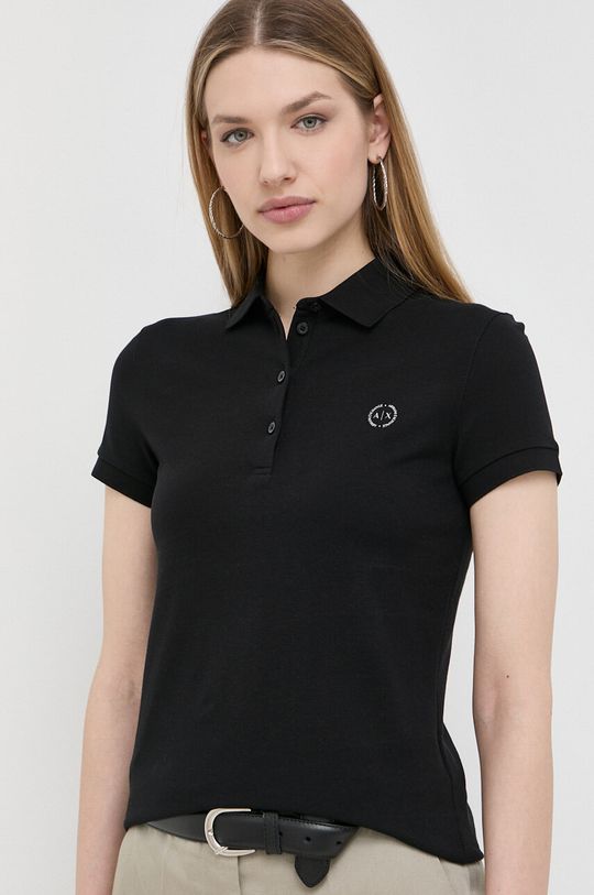рубашка поло cotton printed polo shirt armani exchange цвет black ued triangle Хлопковая рубашка-поло Armani Exchange, черный