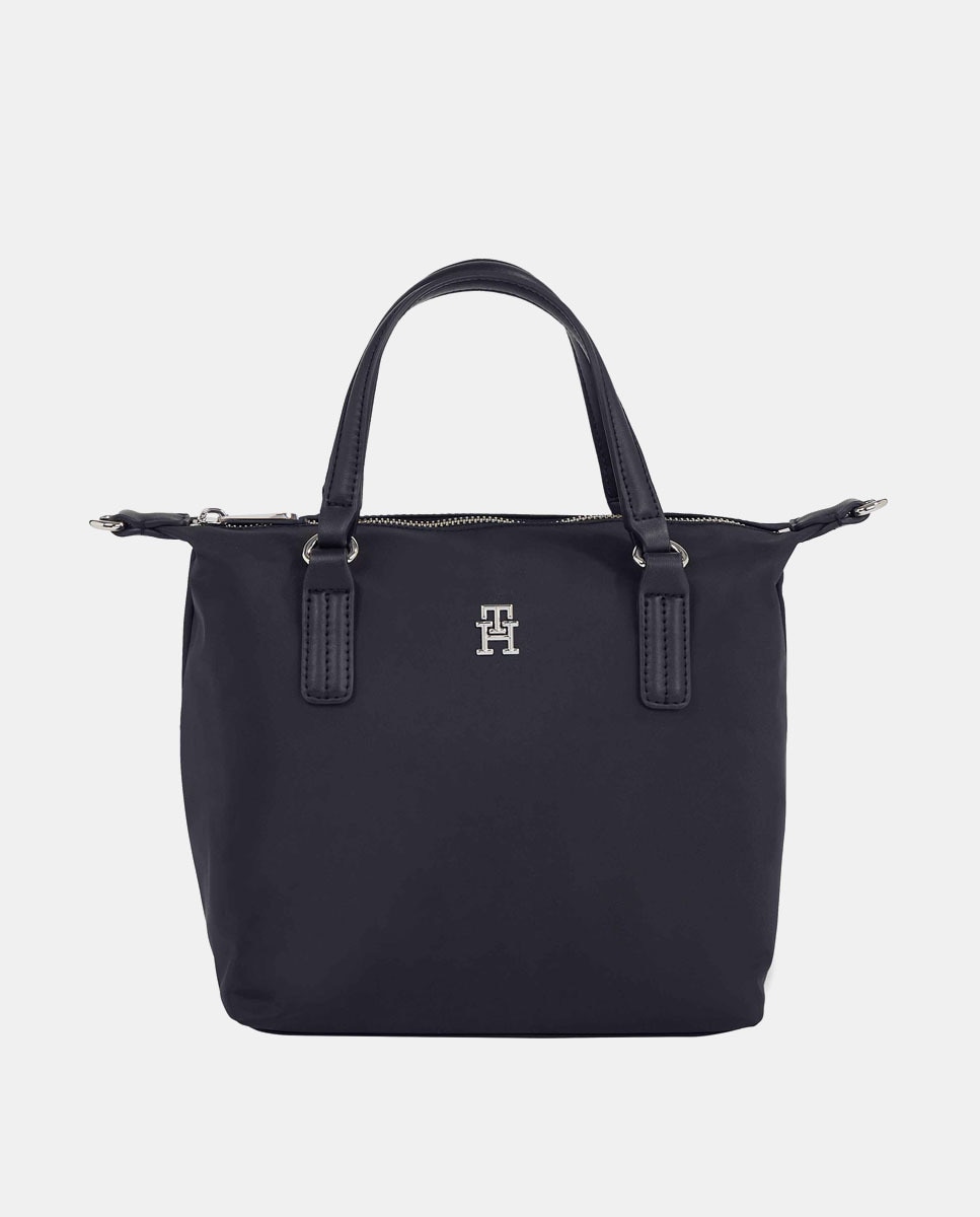 цена Маленькая сумка-тоут из переработанной ткани темно-синего цвета с логотипом TH и застежкой-молнией Tommy Hilfiger, темно-синий