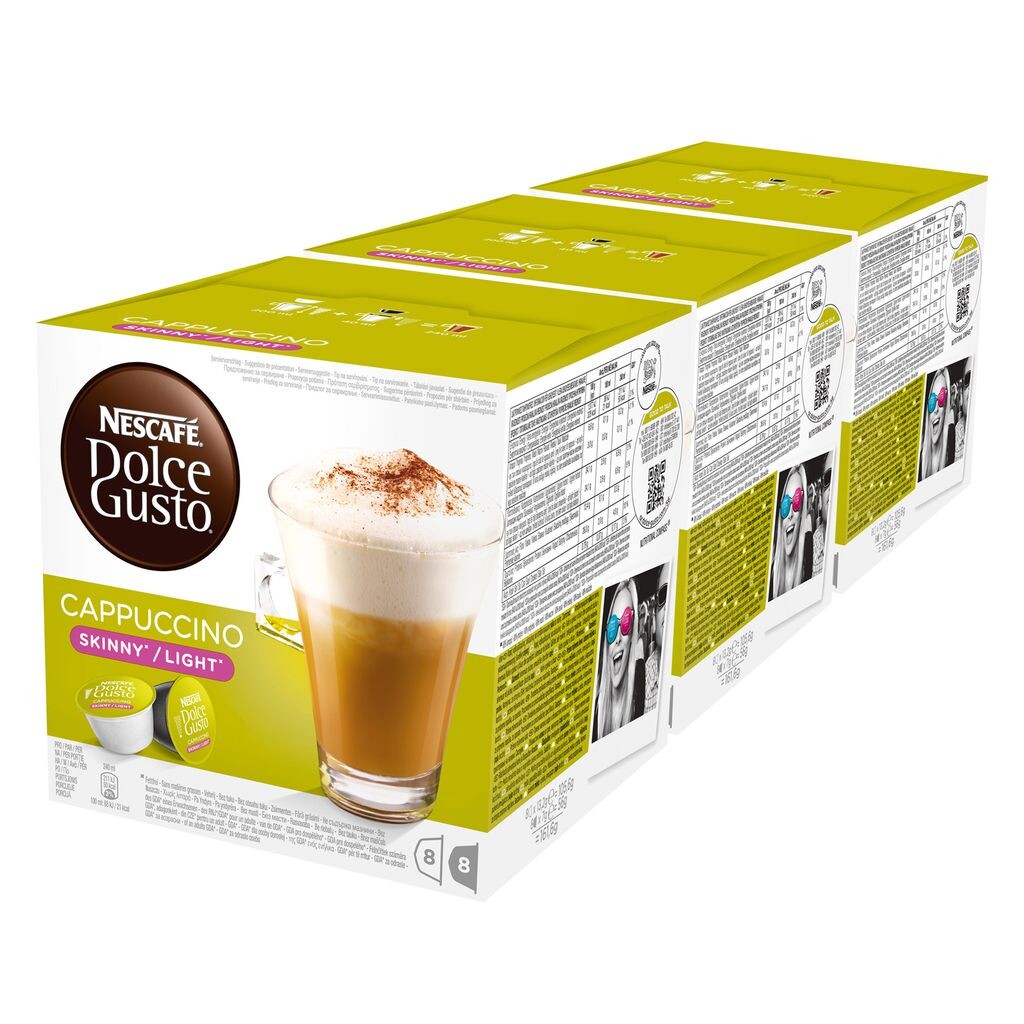

Nescafé Dolce Gusto Cappuccino легкий, менее калорийный, кофе, кофейные капсулы, упаковка из 3 штук, 3 х 16 капсул (24 порции) Nestlé