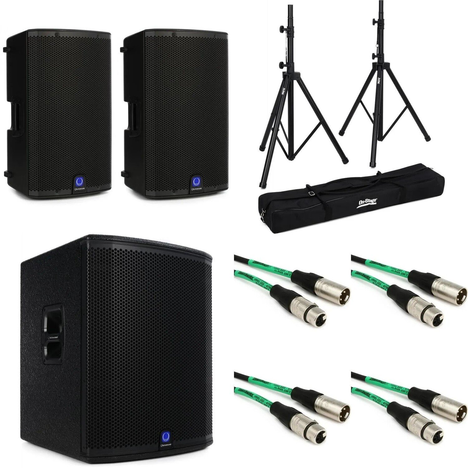 

Комплект Turbosound iQ12, 12-дюймовый активный динамик мощностью 2500 Вт (пара) и активный сабвуфер мощностью 3000 Вт, 18 дюймов