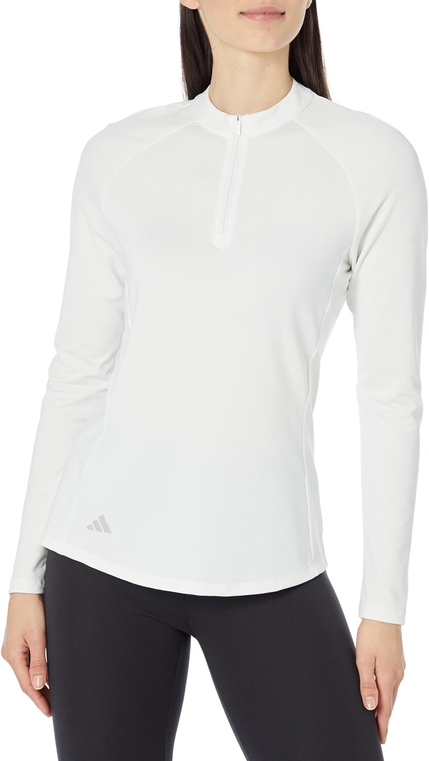 

Однотонный макет для гольфа с длинным рукавом и молнией 1/4 adidas, белый