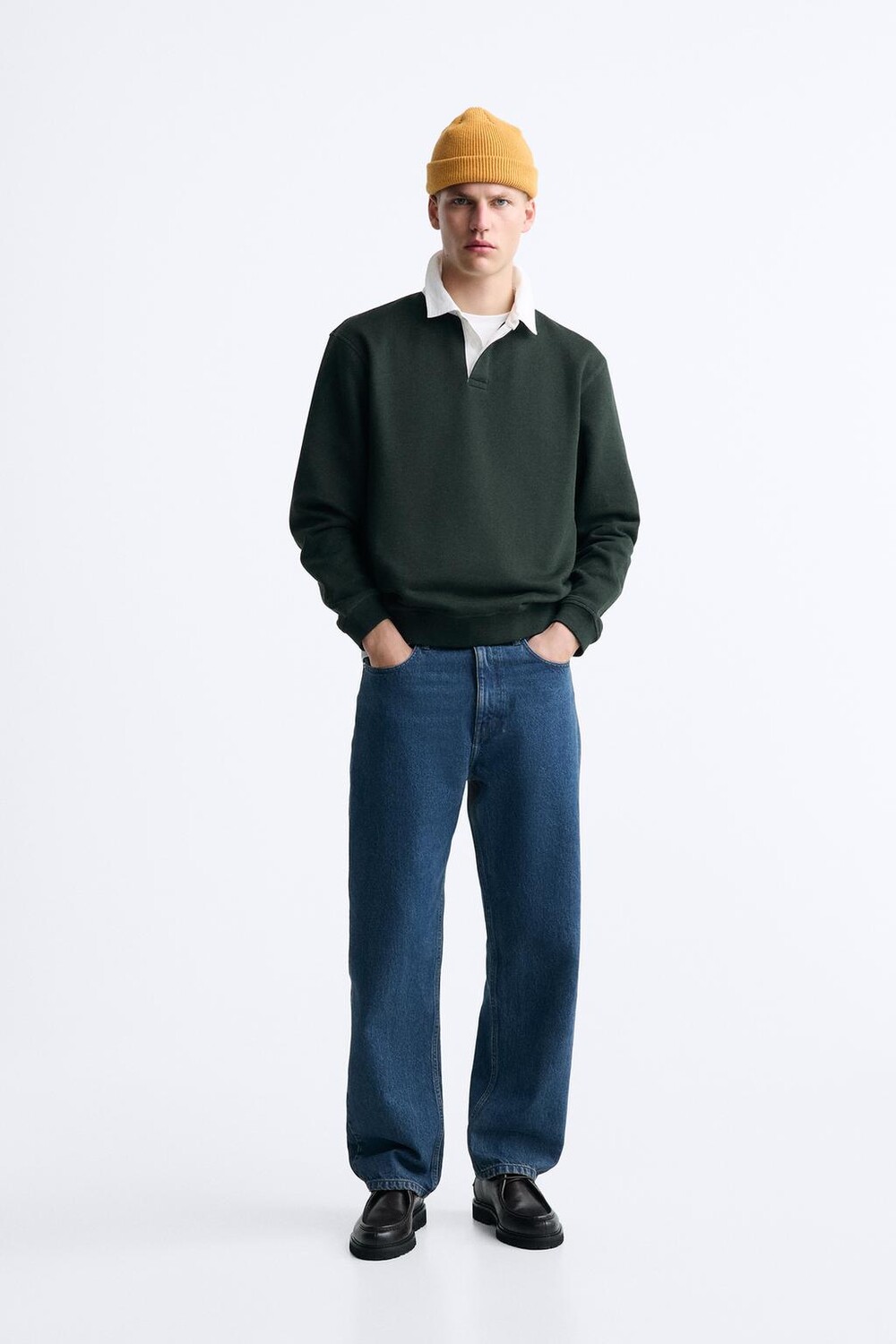 

Свитшот поло ZARA, темно-зеленый
