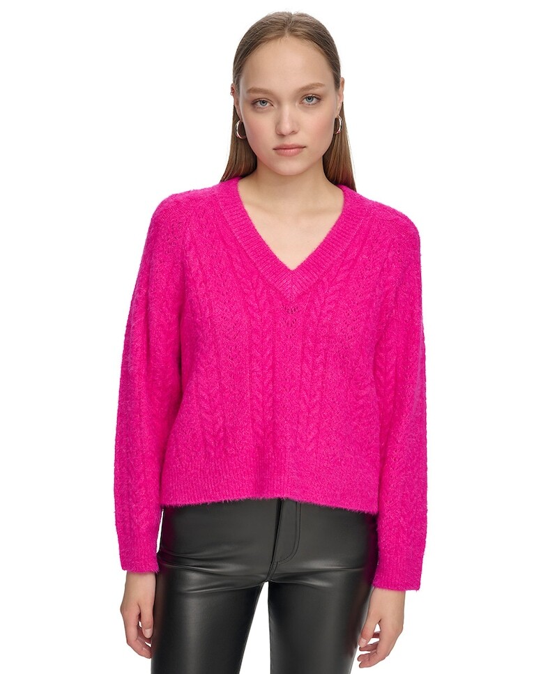 

Однотонный женский свитер с круглым вырезом Dkny Jeans, фиолетовый