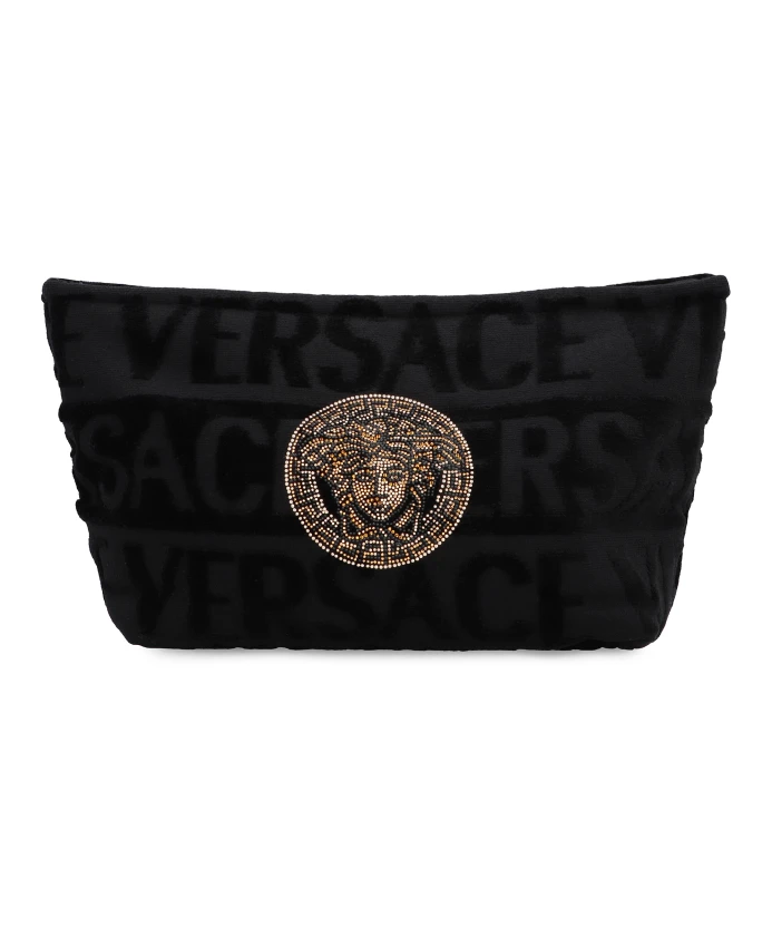 

Сумка для стирки с жаккардовым логотипом Versace, черный