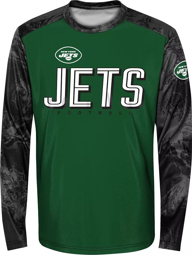 футболка team apparel размер l бордовый Nfl Team Apparel Молодежная футболка New York Jets Cover 2 с длинными рукавами