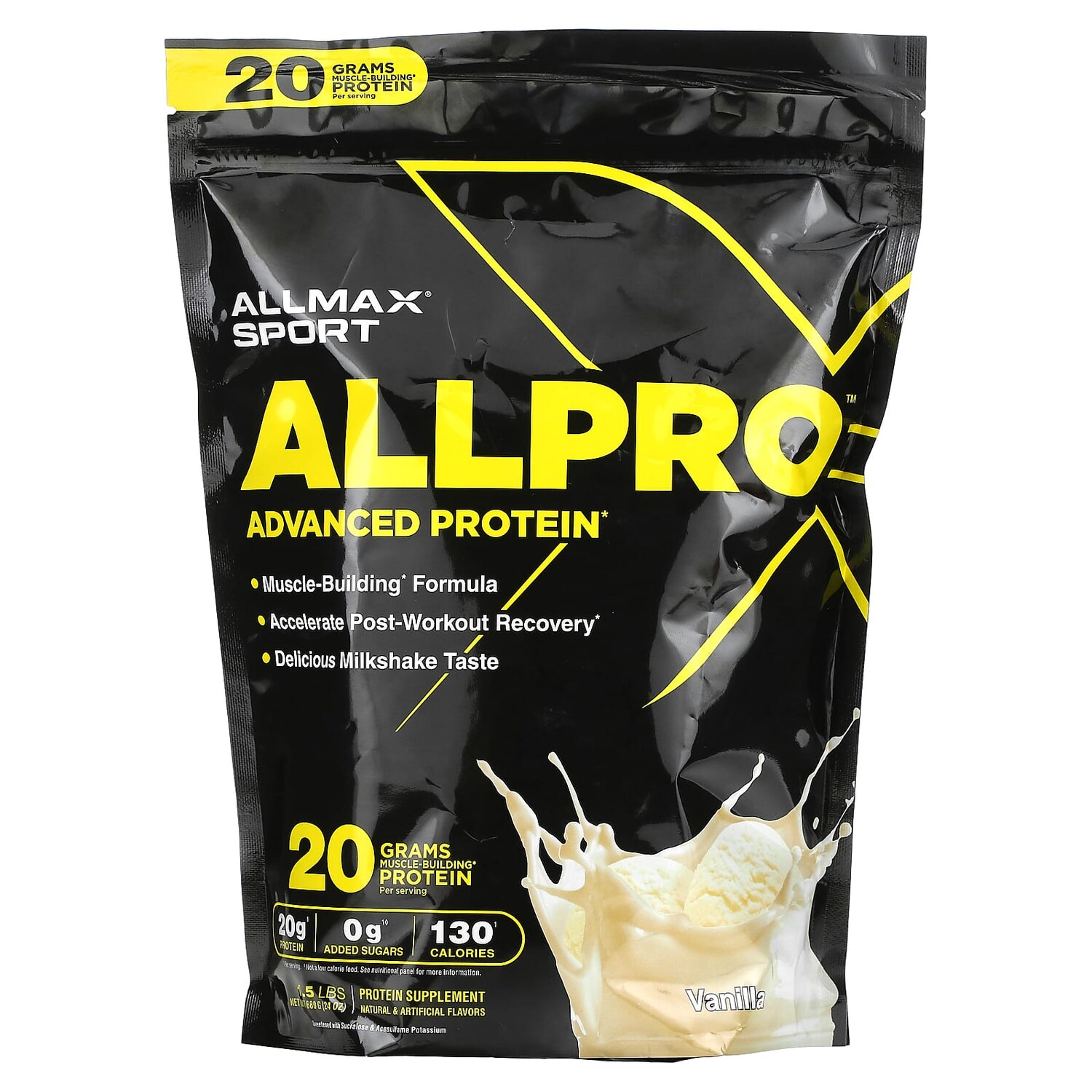 

Sport, улучшенный протеин ALLPRO, ваниль, 680 г (1,5 фунта), ALLMAX