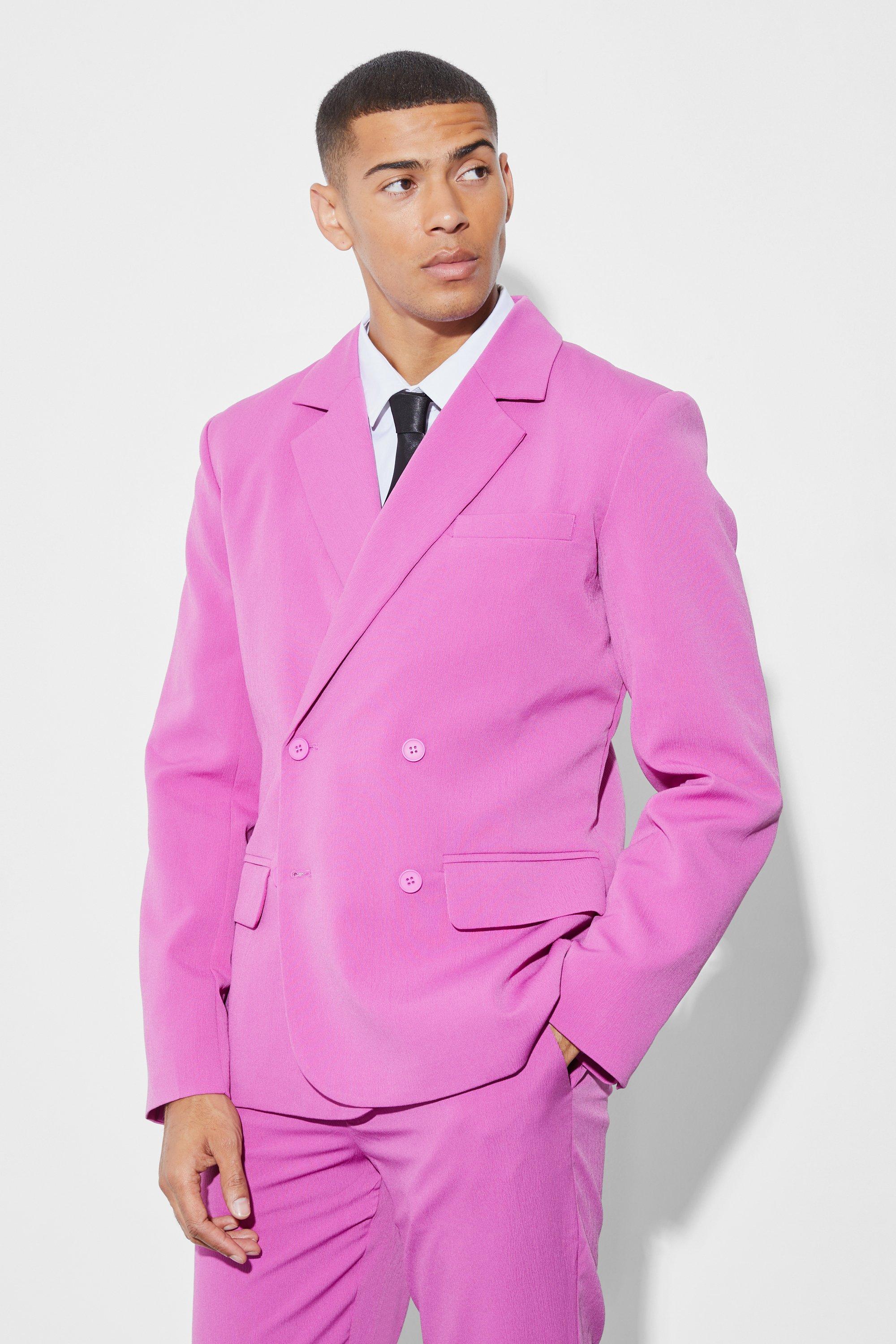цена Узкий двубортный костюмный пиджак Boohoo, розовый