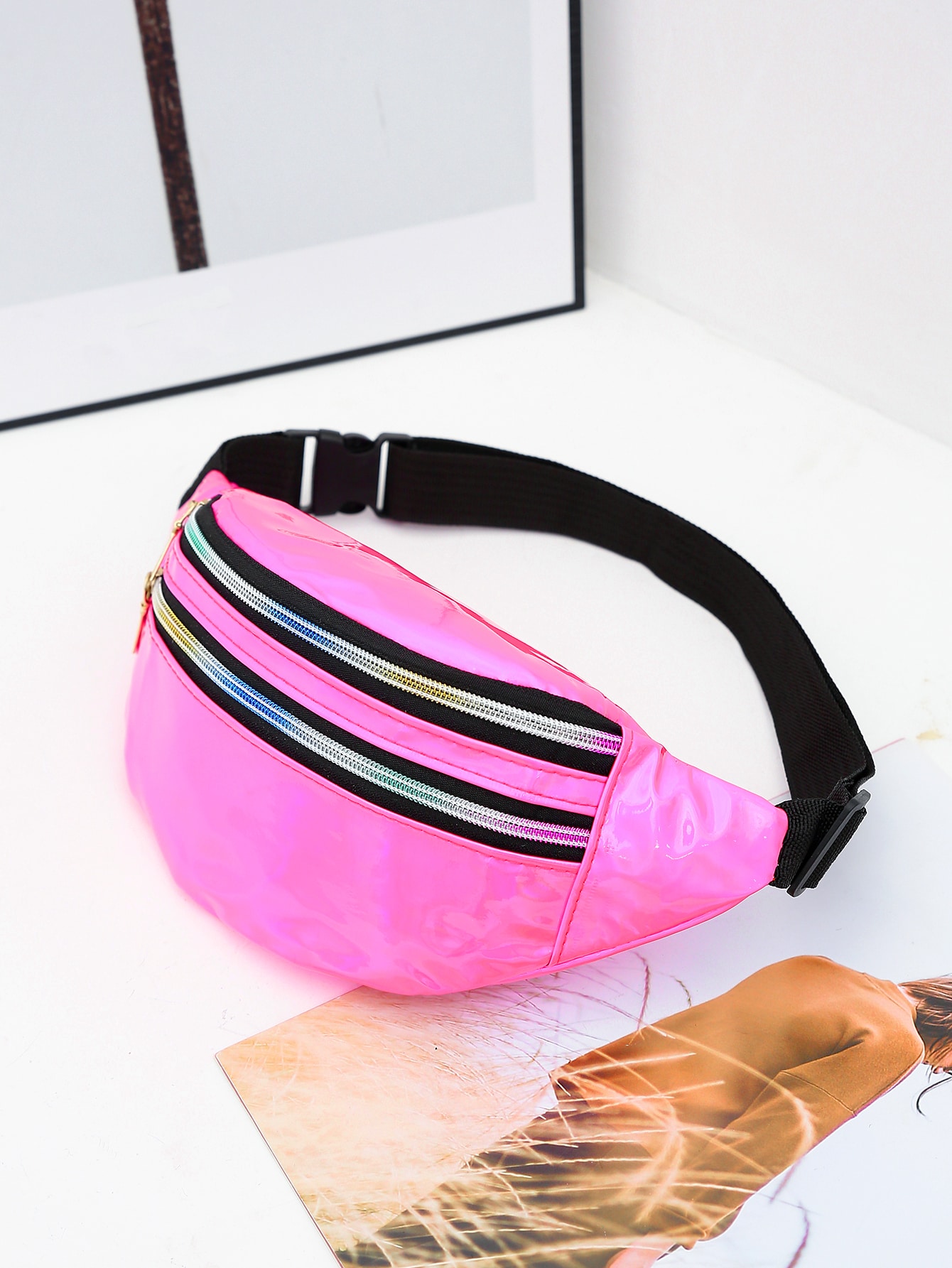 Голографическая поясная сумка Funky, розовый маленькая поясная сумка неоново розовая вечерняя сумка в стиле фанк с рюшами для женщин абрикос