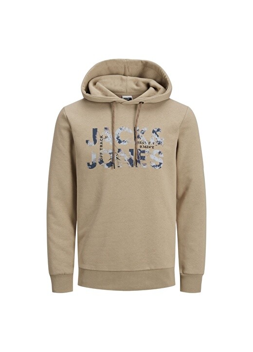 

Темно-бежевая мужская толстовка с воротником с капюшоном Jack & Jones, Бежевый