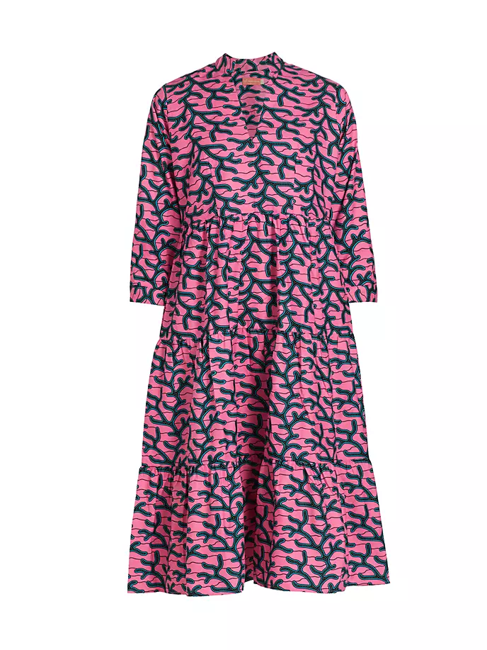 цена Многоярусное хлопковое платье-палатка Bimpe с абстрактным рисунком Elisamama, розовый