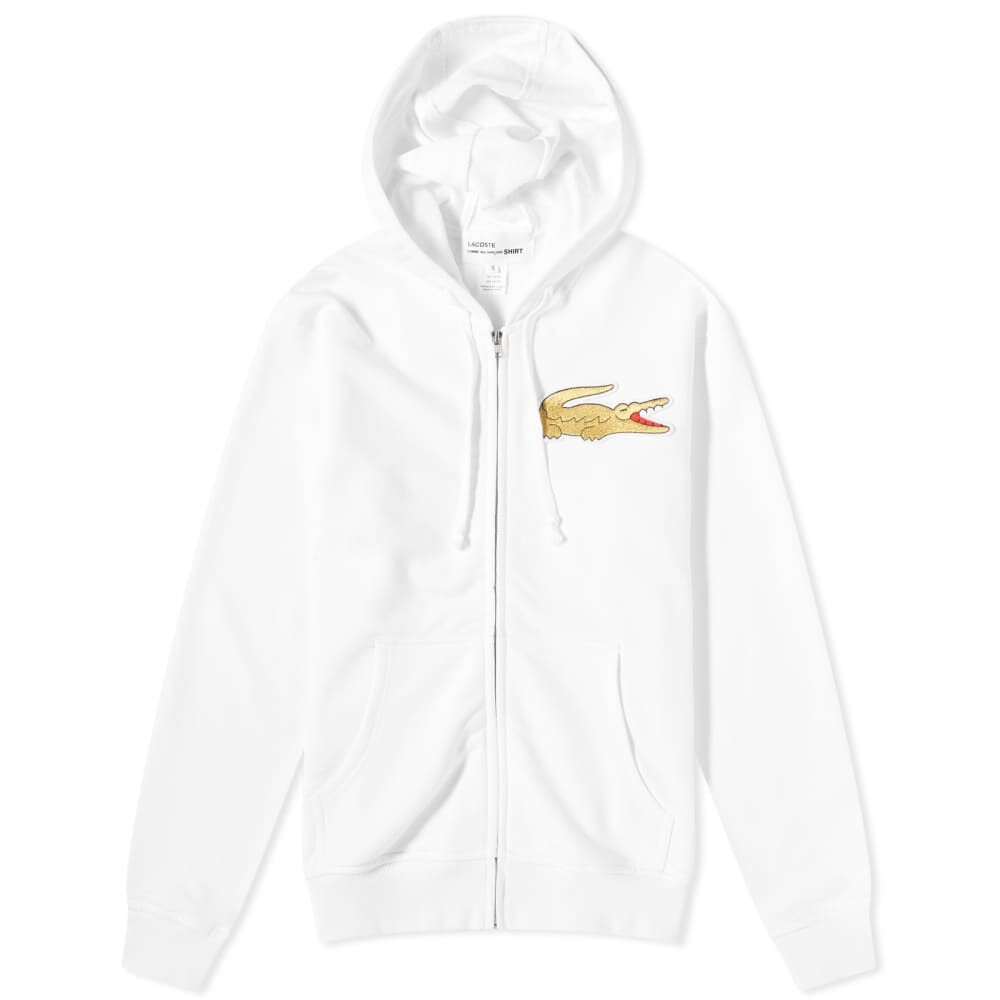 

Comme des Garçons SHIRT x Lacoste Большая толстовка с молнией под крокодила, белый