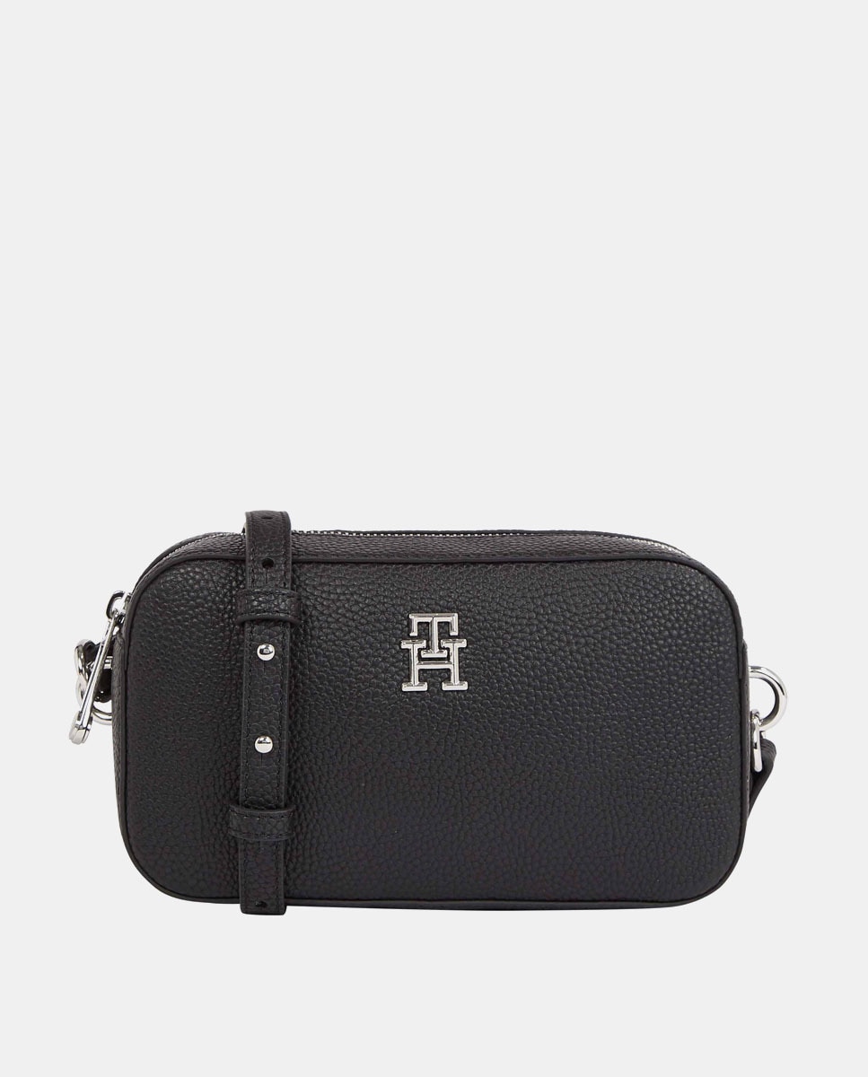 цена Маленькая черная сумка через плечо с логотипом TH и застежкой-молнией Tommy Hilfiger, черный