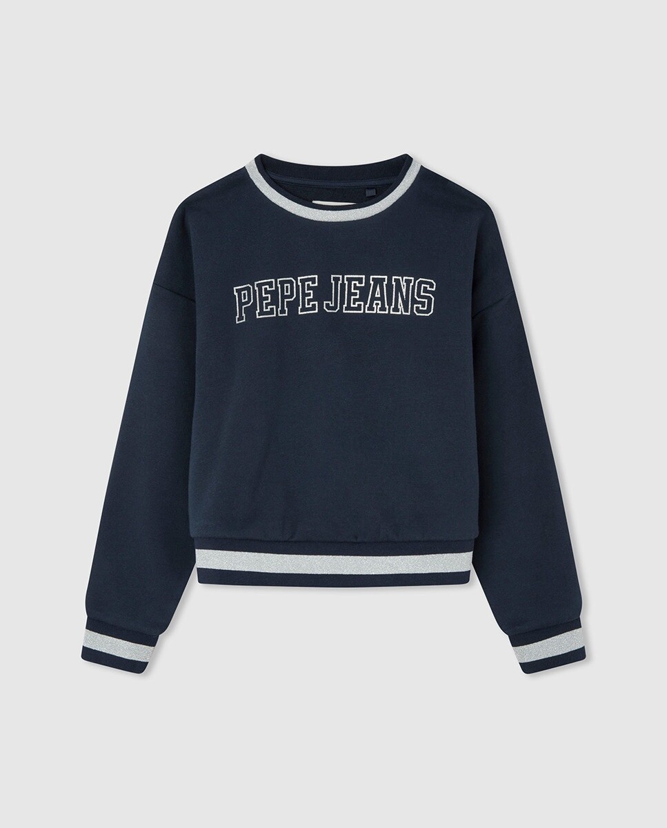 

Толстовка для девочки с базовым принтом Pepe Jeans, темно-синий