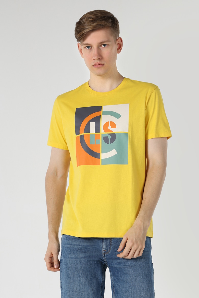 Хлопковая футболка с фигурным принтом Colin'S, оранжевый